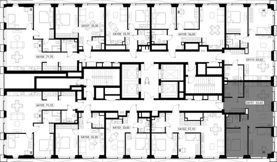 Продажа 2-комнатной квартиры 65,6 м², 41/48 этаж