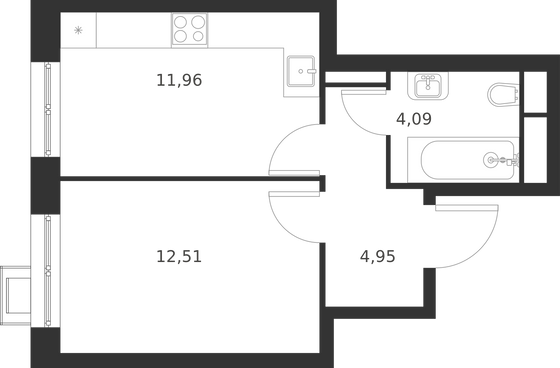 33,5 м², 1-комн. квартира, 6/29 этаж