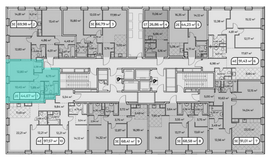 Продажа 1-комнатной квартиры 44,8 м², 13/14 этаж