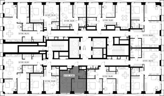 Продажа 1-комнатной квартиры 32,8 м², 11/48 этаж