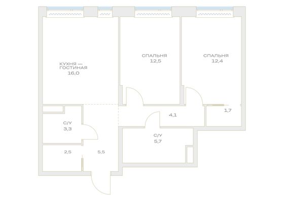Продажа 2-комнатной квартиры 63,7 м², 3/23 этаж