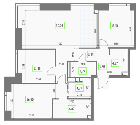 Продажа 3-комнатной квартиры 101,4 м², 41/57 этаж
