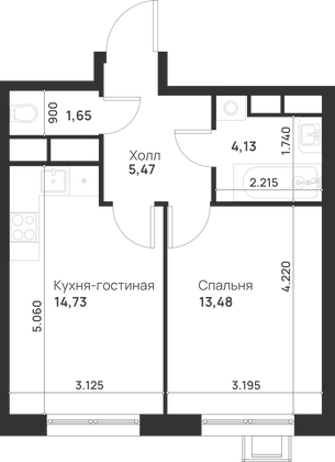 Продажа 2-комнатной квартиры 39,6 м², 26/29 этаж