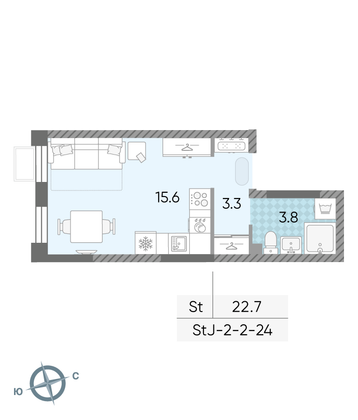 Продажа квартиры-студии 22,7 м², 10/24 этаж