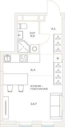 Продажа квартиры-студии 29,1 м², 11/23 этаж