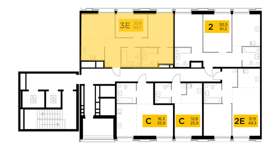 Продажа 3-комнатной квартиры 63,7 м², 3/12 этаж