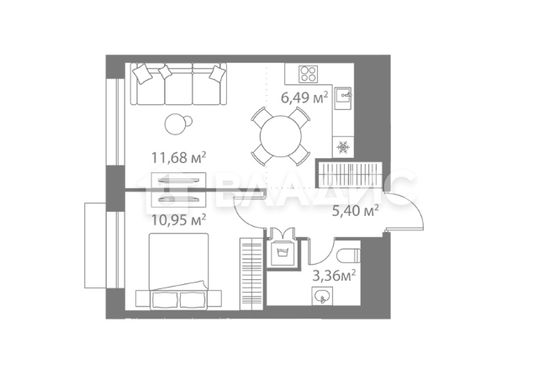 Продажа 1-комнатной квартиры 37,9 м², 5/23 этаж