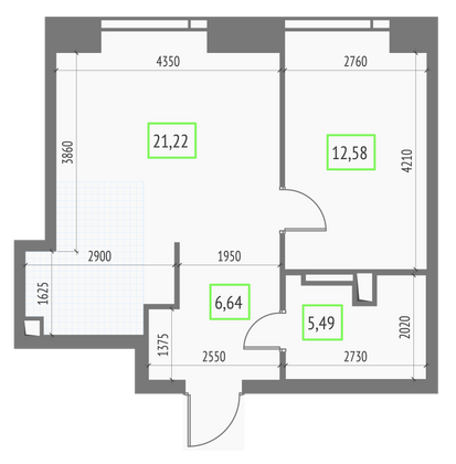 Продажа 1-комнатной квартиры 45,9 м², 38/57 этаж