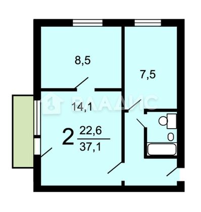 Продажа 2-комнатной квартиры 37,4 м², 7/9 этаж