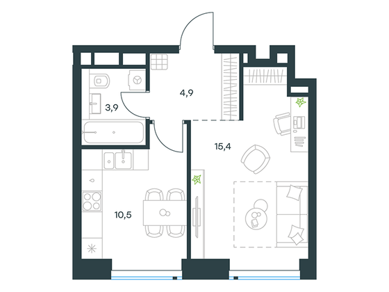 Продажа 1-комнатной квартиры 34,7 м², 32/32 этаж
