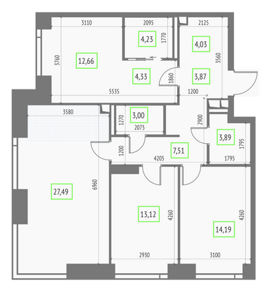 Продажа 3-комнатной квартиры 98,3 м², 18/57 этаж