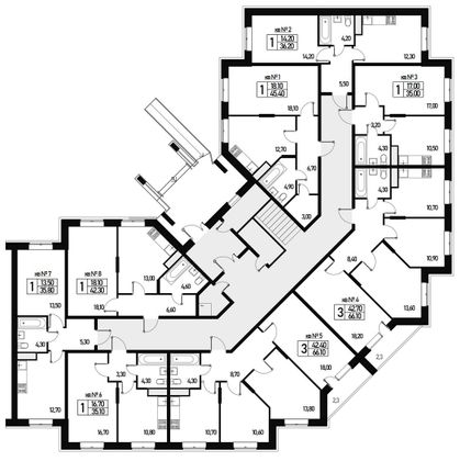 66 м², 3-комн. квартира, 1/3 этаж