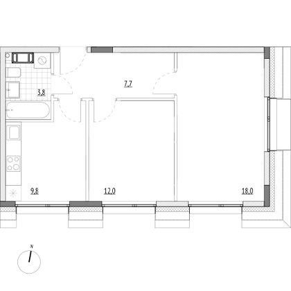 Продажа 2-комнатной квартиры 51,3 м², 7/7 этаж