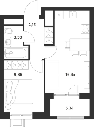 Продажа 2-комнатной квартиры 35,3 м², 6/29 этаж