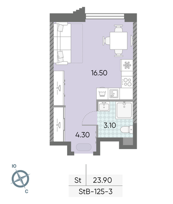 Продажа квартиры-студии 23,9 м², 3/58 этаж