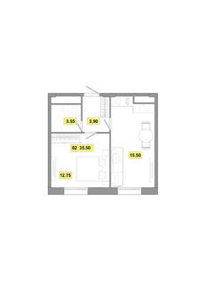 35,5 м², 2-комн. квартира, 5 этаж