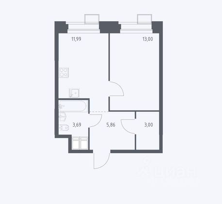 Продажа 1-комнатной квартиры 37,5 м², 11/23 этаж