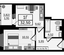 33 м², 1-комн. квартира, 6/25 этаж