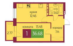 36 м², 1-комн. квартира, 8/9 этаж