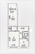 46 м², 2-комн. квартира, 1/9 этаж