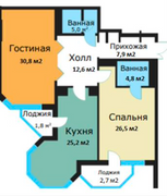 117,3 м², 3-комн. квартира, 5/21 этаж