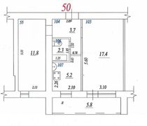 40,4 м², 1-комн. квартира, 3/9 этаж