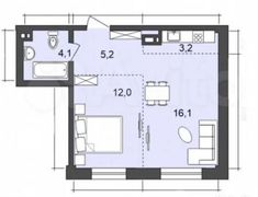 41 м², 2-комн. квартира, 2/10 этаж