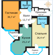 112,8 м², 3-комн. квартира, 6/20 этаж