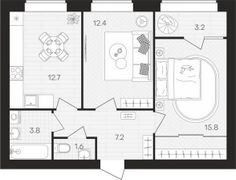 56,7 м², 2-комн. квартира, 10/10 этаж