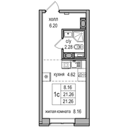 21,3 м², студия, 5/27 этаж