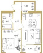 48,4 м², 2-комн. квартира, 15/17 этаж