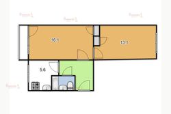 43 м², 2-комн. квартира, 2/2 этаж