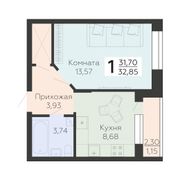 32,8 м², 1-комн. квартира, 2/10 этаж