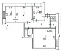 69,2 м², 3-комн. квартира, 5/5 этаж