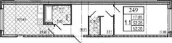 52,3 м², 2-комн. квартира, 2/8 этаж