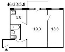 46 м², 2-комн. квартира, 4/5 этаж