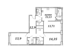 87 м², 3-комн. квартира, 4/9 этаж