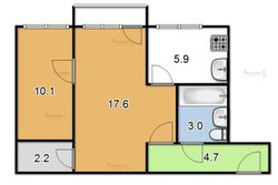 45 м², 2-комн. квартира, 4/4 этаж