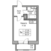 24,6 м², студия, 8/23 этаж