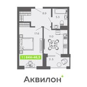 46,3 м², 1-комн. квартира, 5/16 этаж