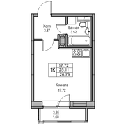 25,1 м², студия, 11/23 этаж
