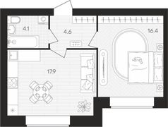 43 м², 1-комн. квартира, 2/10 этаж