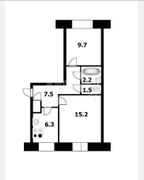 43,1 м², 2-комн. квартира, 1/5 этаж