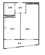 36,6 м², 1-комн. квартира, 7/16 этаж