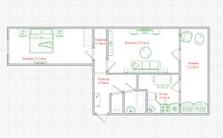 45,7 м², 2-комн. квартира, 2/5 этаж