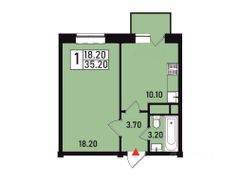 35,5 м², 1-комн. квартира, 1/3 этаж