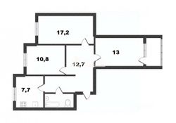 64,7 м², 3-комн. квартира, 8/9 этаж