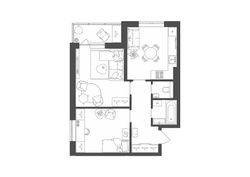 54 м², 2-комн. квартира, 1/10 этаж