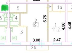 45,4 м², 2-комн. квартира, 2/5 этаж