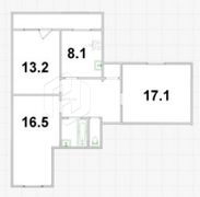 72,3 м², 3-комн. квартира, 2/9 этаж